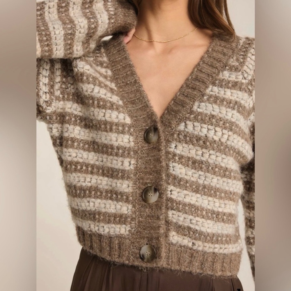 NWT Z supply Este Metallic striped cardigan sweater